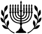 Hanukkah menorah decal with olive branches and eight candles, black on white