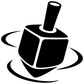 Dreidel in Motion vinyl decal, black spinning dreidel icon with swoosh
