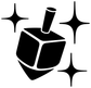 Black Hanukkah dreidel vinyl decal close-up with starburst shapes