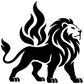 Vinyl decal of a roaring lion with flame mane, bold black silhouette