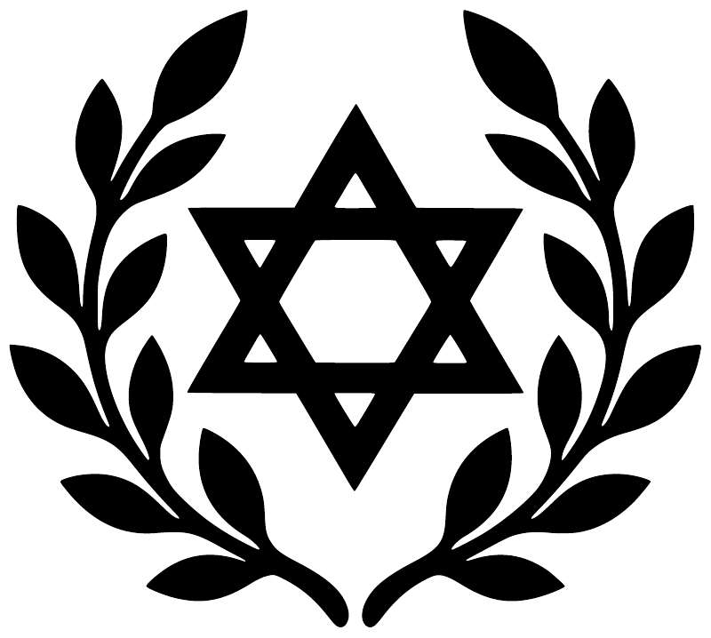 Black laurel wreath vinyl decal featuring a Star of David