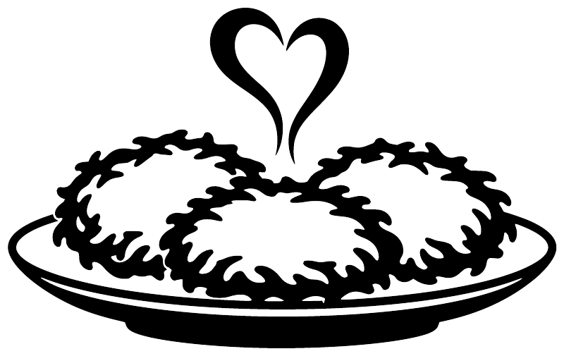Black latke vinyl decal with heart over plate, outlined cutout