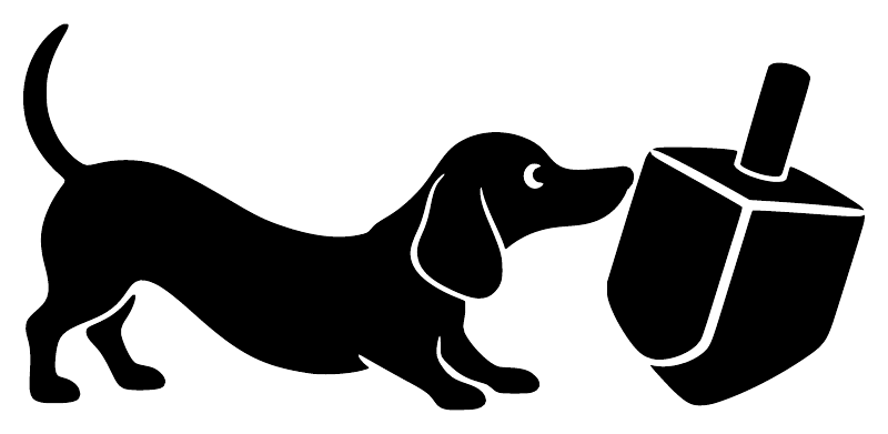 HanukkahCX018 - Dachshund Dreidel ; preview rendered from the saved vector PDF