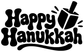 Happy Hanukkah vinyl decal, close-up of black text and menorah icon