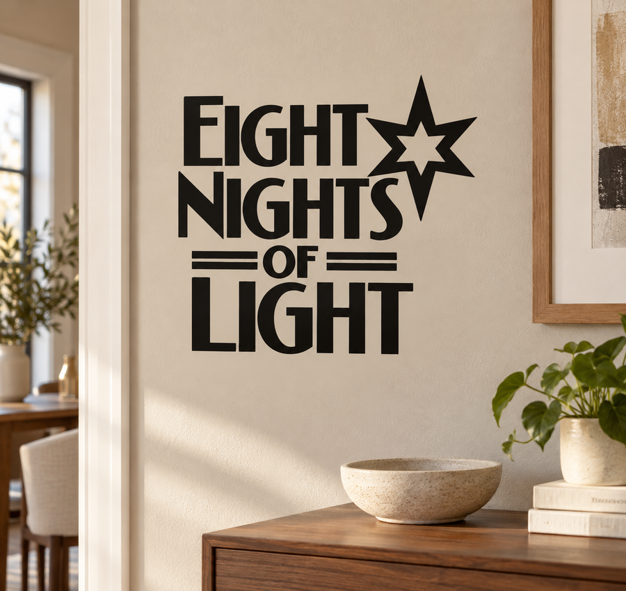 HanukkahCX023 - Eight Nights of Light; illustrative application of the exact PDF artwork