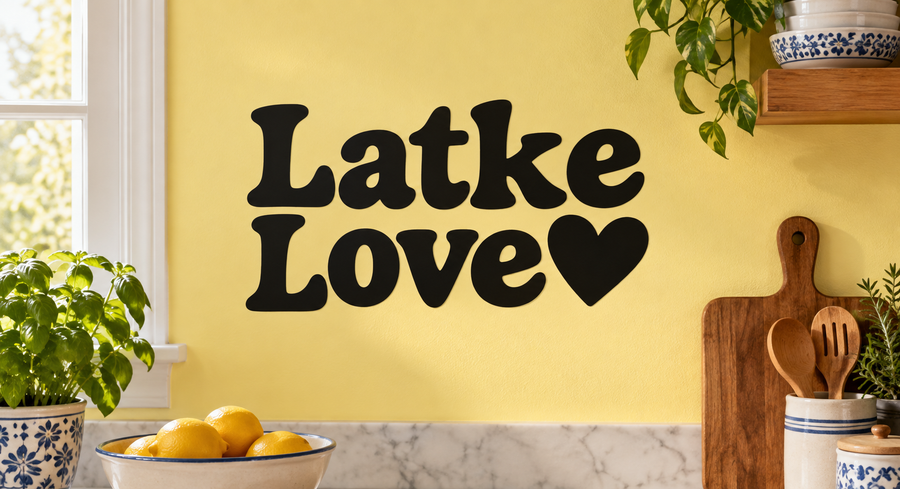 HanukkahCX024 - Latke Love Lettering; illustrative application of the exact PDF artwork