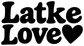 Black "Latke Love" lettering vinyl decal with heart shape, bold cutout text