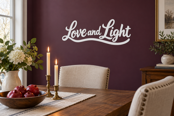 Love and Light vinyl decal in white cursive lettering
