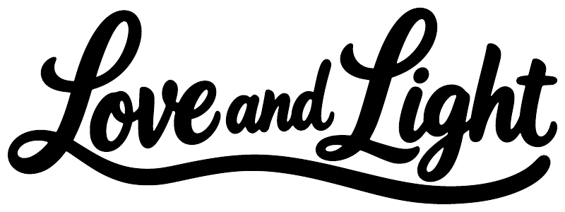 Love and Light vinyl decal close-up with black cursive script