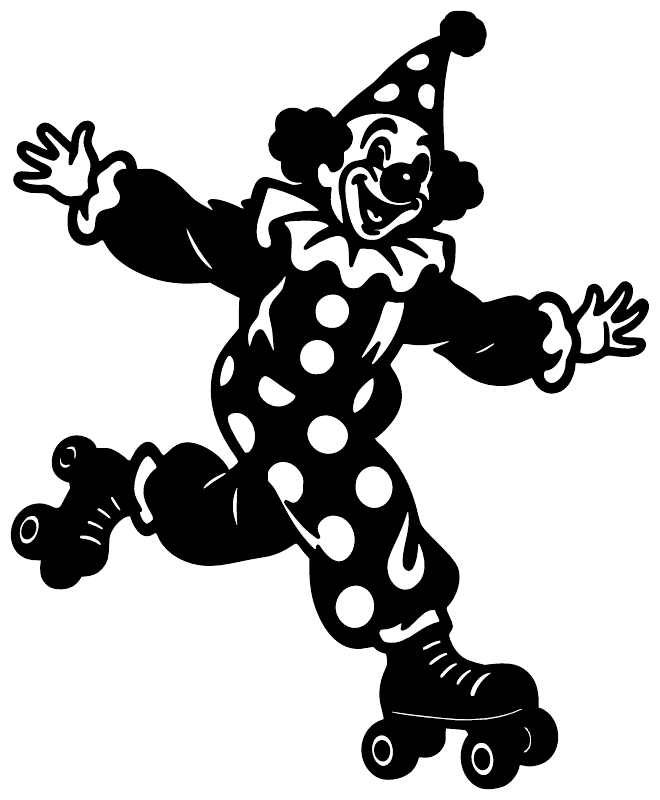 HappyClownCX012 — Clown on Roller Skates ; preview rendered from the saved vector PDF