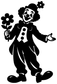 Vinyl clown decal silhouette holding a flower, black graphic with clover accents