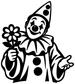 Black-and-white Pierrot clown vinyl decal with flower and raised hands