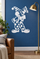 White vinyl clown nose decal with butterfly and polka-dot spots, standing pose