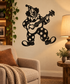 Black-and-white clown guitarist vinyl decal, standing and playing an electric guitar