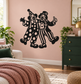 Two-clown vinyl decal silhouette with polka-dot suits and striped pants, one giving a thumbs-up