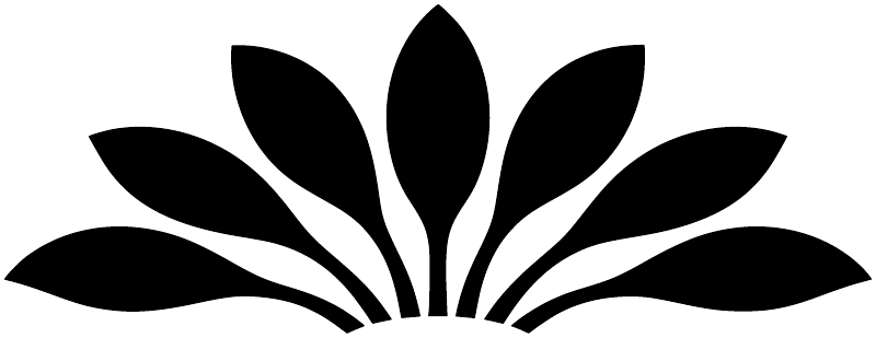 Palm fan vinyl decal, black leaf shapes on a white background