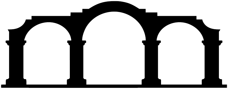 Black three-arch colonnade vinyl decal with three arched door-style openings