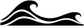 Ocean wave vinyl decal close-up, black waves with white inner lines