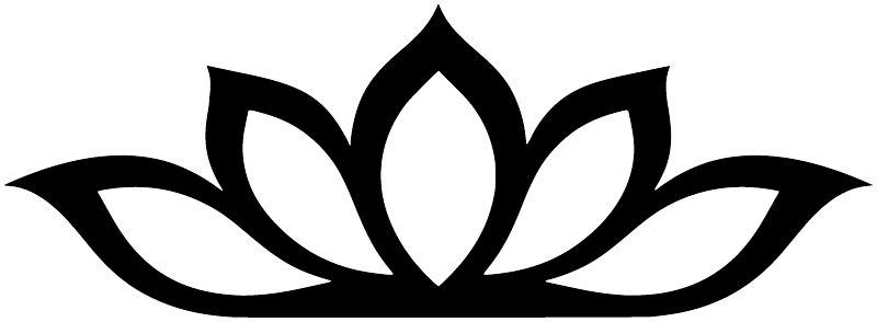Black lotus crown vinyl decal, close-up of symmetrical lotus flower outline