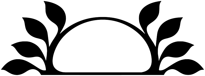 Black vinyl headboard arch decal with leaf flourishes and open center