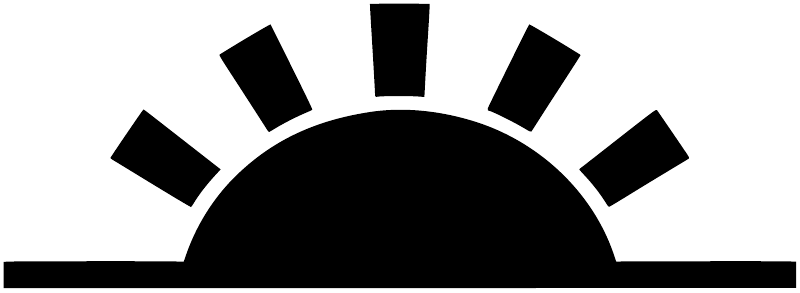 Black sunrise rays vinyl decal with semicircle sun and rectangular rays