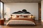 Black desert dunes vinyl headboard decal with layered curved peaks and shallow arcs