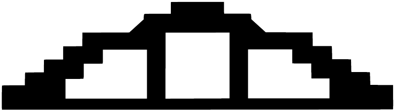 Black pixel-style vinyl decal with central rectangle and stepped arch silhouette
