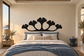 Ginkgo crown vinyl headboard decal, black with white leaf silhouettes