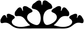 Ginkgo crown decal close-up, bold black outline with white ginkgo center shapes