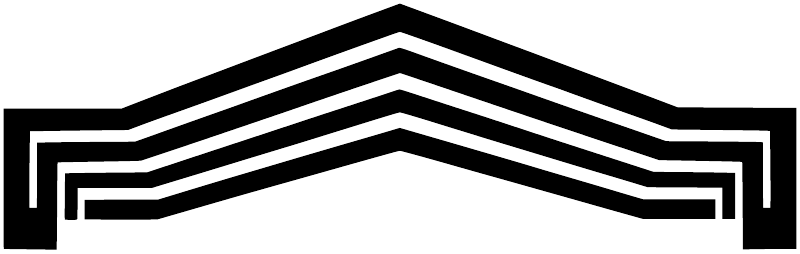 Close-up of black stacked chevron vinyl decal, rising V stripe design