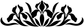 Black decorative floral crest vinyl decal, symmetrical scrollwork