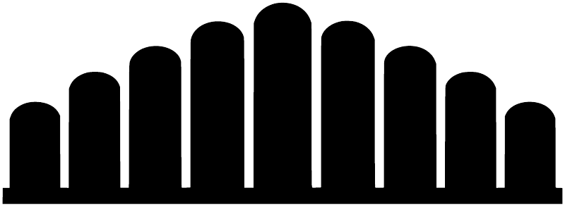 Black arched fluted vinyl wall decal with repeating tall dome silhouettes