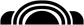 Close-up vinyl arc-crest decal with black semicircle base and layered arc rings