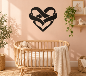 Black heart ribbon knot vinyl decal for walls