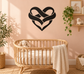 Black heart ribbon knot vinyl decal for walls