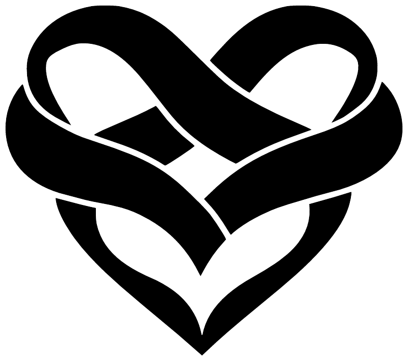 Black heart ribbon knot vinyl decal with centered ribbon loop