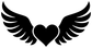 Black heart-and-wings vinyl wall decal silhouette