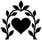 Heart inside botanical arch vinyl decal, black silhouette with leaf details