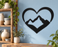 Black heart-shaped vinyl decal with mountain ridge design
