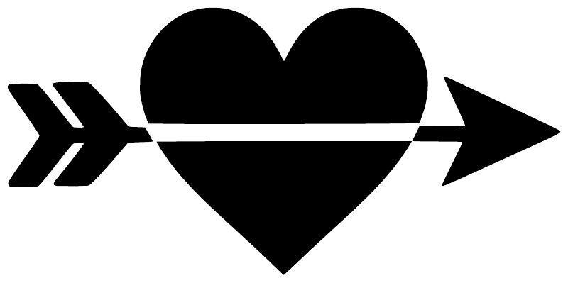 Black heart-and-arrow vinyl decal with left arrow tails and right arrow point