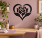 Vinyl heart and rose decal with bold black floral heart design