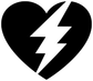 Black heart vinyl decal with white lightning bolt graphic