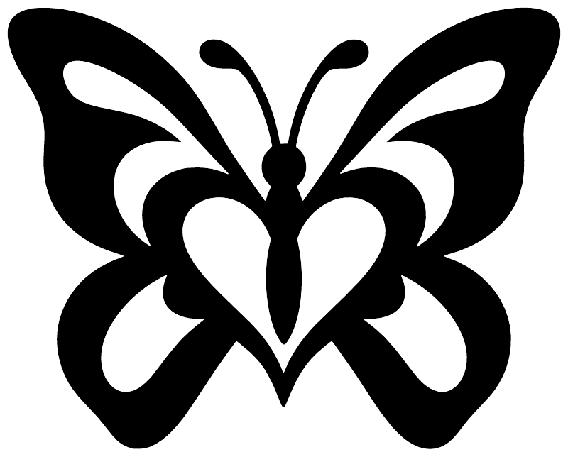 Butterfly vinyl wall decal close-up: black wings with white shapes and center