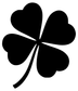 Four-heart clover vinyl decal with long curving stem, bold black flower shape