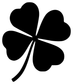 Black four-leaf clover vinyl decal with curved stem, solid cutout