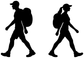 Vinyl hiking couple decal featuring two black walking silhouettes, side-by-side