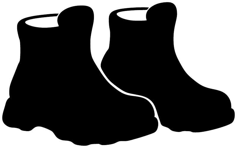Pair of black hiking boot vinyl decal silhouettes