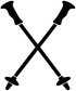 Black vinyl decal showing two crossed trekking poles icons