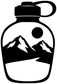 Hiking bottle vinyl decal graphic with mountains, sun, and dome cap
