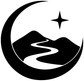 Moon vinyl decal logo with black mountain silhouette and a single star